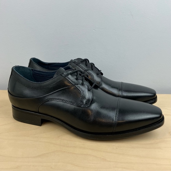 Johnston Murphy Men's Size 11 W Gibbons Cap Toe Black Leather Oxford Dress  Shoes